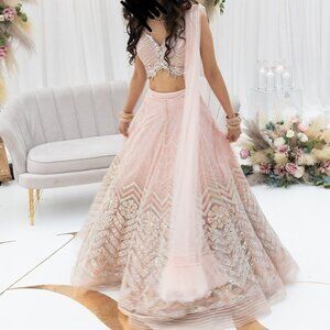 baby pink boho lehenga